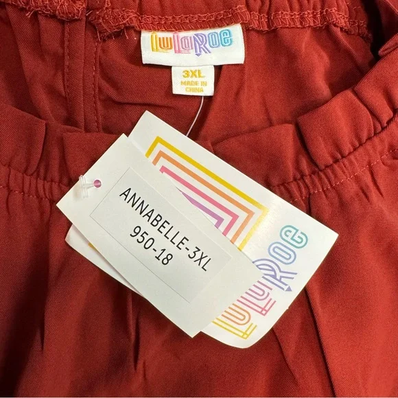 LuLaRoe Red Annabelle Ruffle Tiered Long Sleeve Boho Peasant Dress Size 3XL NWT - Picture 3 of 6